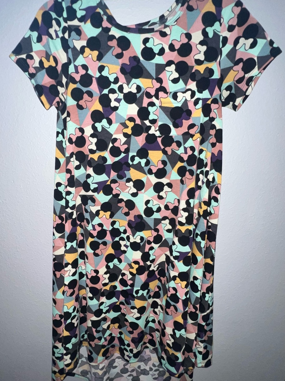 Women’s LuLaRoe Pastel Geometric colorful Minnie Mouse Print Dress XXS